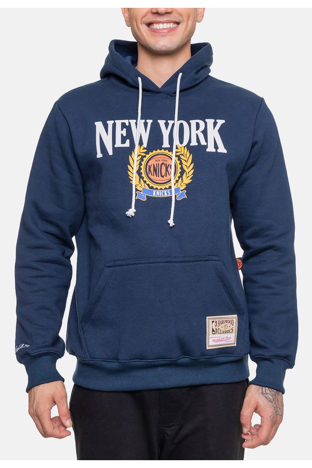 Moletom-Mitchell---Ness-Masculino-Collegiate-New-York-Knicks-Azul-Escuro