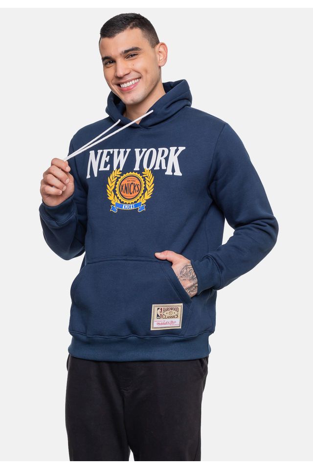 Moletom-Mitchell---Ness-Masculino-Collegiate-New-York-Knicks-Azul-Escuro