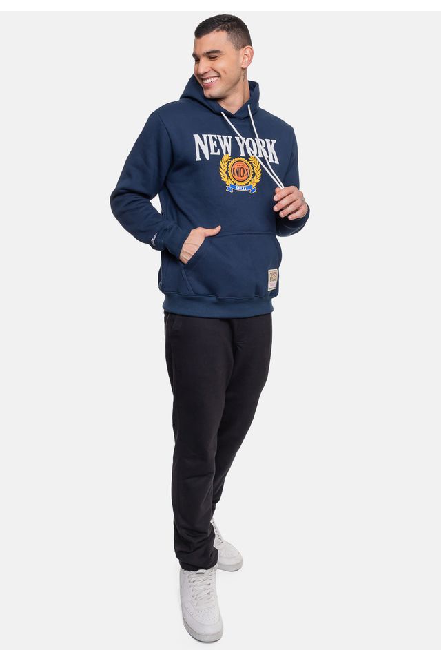 Moletom-Mitchell---Ness-Masculino-Collegiate-New-York-Knicks-Azul-Escuro