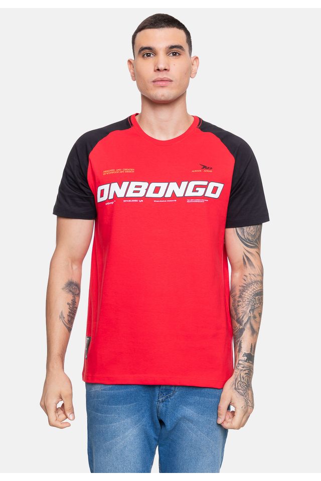 Camiseta-Onbongo-Masculina-Raglan-Doom-Vermelha-Dalia Camiseta-Onbongo-Masculina-Raglan-Doom-Vermelha-Dalia