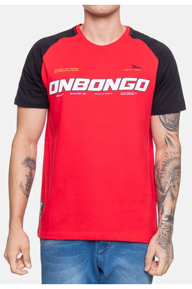 Camiseta-Onbongo-Masculina-Raglan-Doom-Vermelha-Dalia
