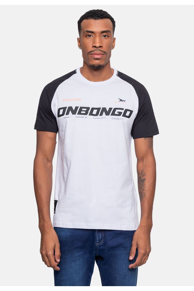 Camiseta-Onbongo-Raglan-Doom-Branca Camiseta-Onbongo-Raglan-Doom-Branca