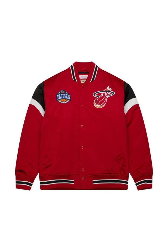 Jaqueta-Mitchell---Ness-Heavyweight-Satin-Miami-Heat-Vermelha Jaqueta-Mitchell---Ness-Heavyweight-Satin-Miami-Heat-Vermelha