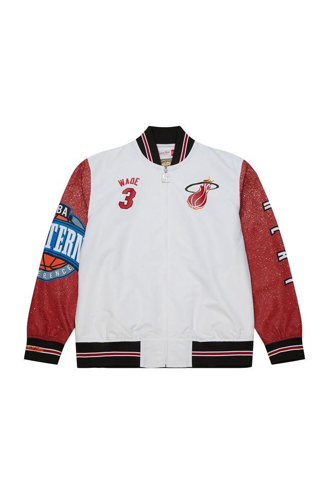 Jaqueta-Mitchell---Ness-Player-Burst-Warm-Up-Jacket-Miami-Heat-Dwyane-Wade-Branca Jaqueta-Mitchell---Ness-Player-Burst-Warm-Up-Jacket-Miami-Heat-Dwyane-Wade-Branca