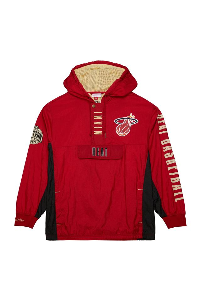 Jaqueta-Mitchell---Ness-Team-OG-2-0-Anorak-Windbreaker-Vintage-Logo-Miami-Heat-Vermelha