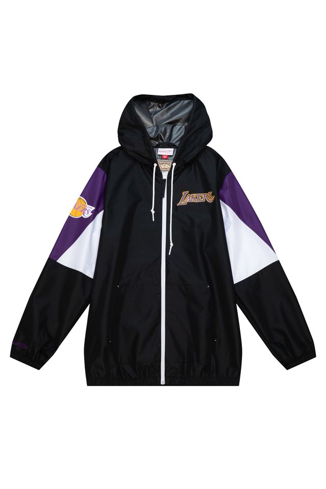 Jaqueta-Mitchell---Ness-NBA-Throw-It-Back-Full-Zip-Windbreaker-Los-Angeles-Lakers-Preta Jaqueta-Mitchell---Ness-NBA-Throw-It-Back-Full-Zip-Windbreaker-Los-Angeles-Lakers-Preta