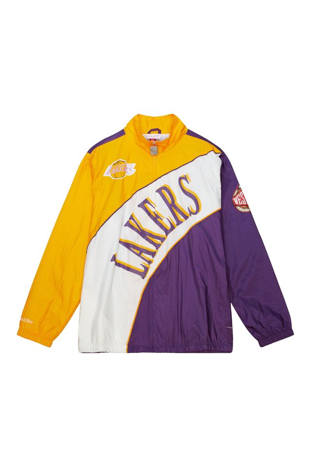 Jaqueta-Mitchell---Ness-Arched-Retro-Lined-Windbreaker-Los-Angeles-Lakers-Branca Jaqueta-Mitchell---Ness-Arched-Retro-Lined-Windbreaker-Los-Angeles-Lakers-Branca