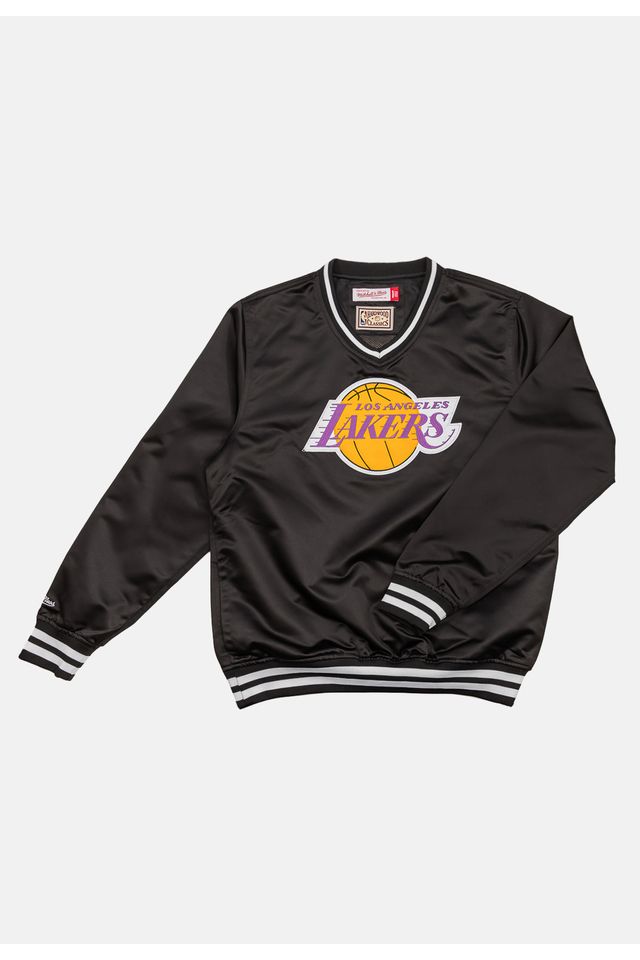 Moletom-Mitchell---Ness-V-Neck-Pullover-Jacket-Los-Angeles-Lakers-Preta
