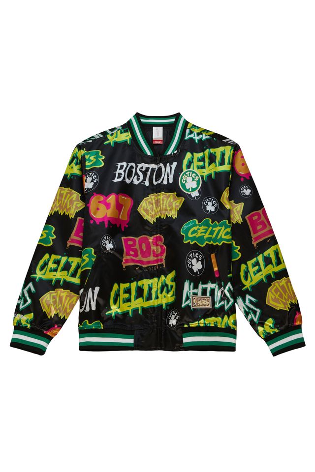 Jaqueta-Mitchell---Ness-Slap-Sticker-Dupla-Face-Boston-Celtics-Preta Jaqueta-Mitchell---Ness-Slap-Sticker-Dupla-Face-Boston-Celtics-Preta