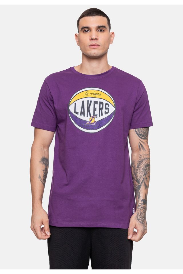 Camiseta-NBA-Masculina-Basket-Los-Angeles-Lakers-Roxa-Escuro