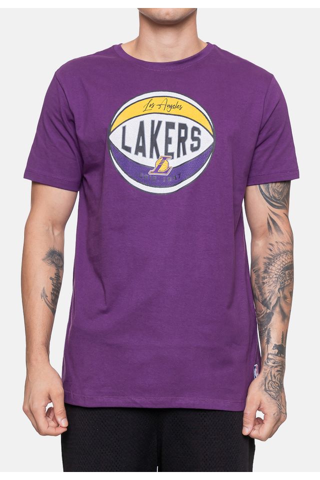 Camiseta-NBA-Masculina-Basket-Los-Angeles-Lakers-Roxa-Escuro