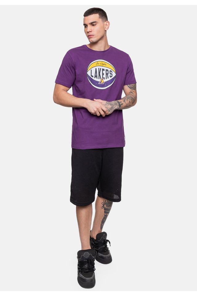 Camiseta-NBA-Masculina-Basket-Los-Angeles-Lakers-Roxa-Escuro