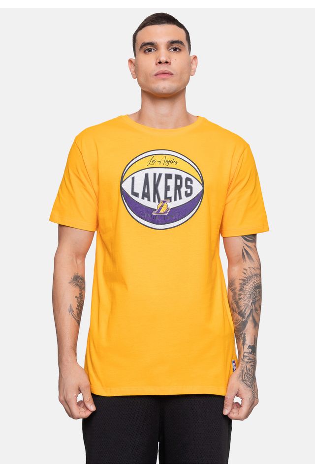Camiseta-NBA-Masculina-Basket-Los-Angeles-Lakers-Amarela