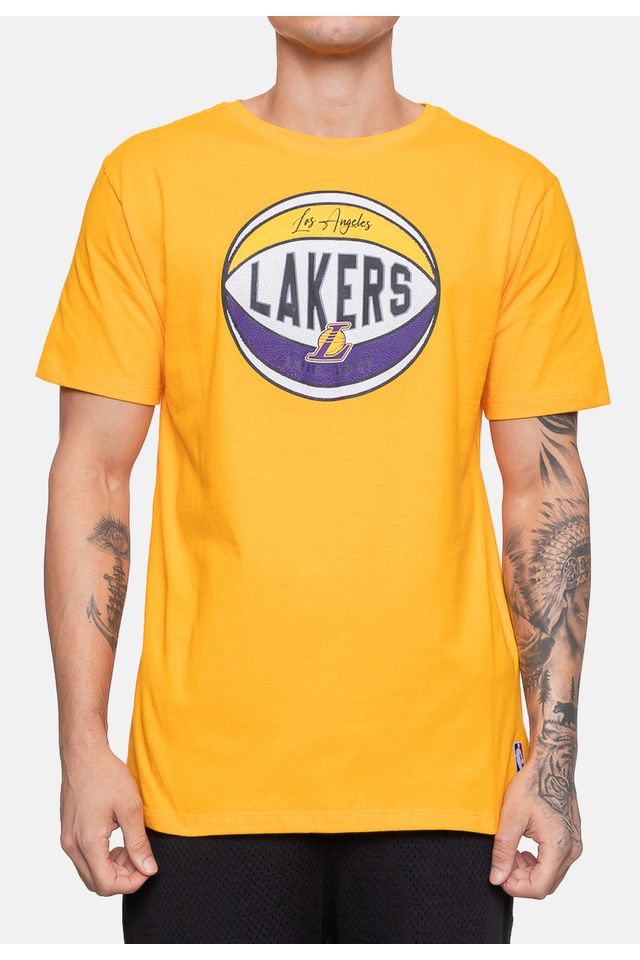 Camiseta-NBA-Masculina-Basket-Los-Angeles-Lakers-Amarela