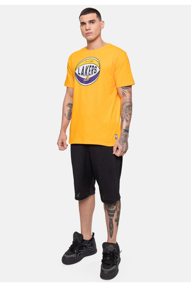 Camiseta-NBA-Masculina-Basket-Los-Angeles-Lakers-Amarela