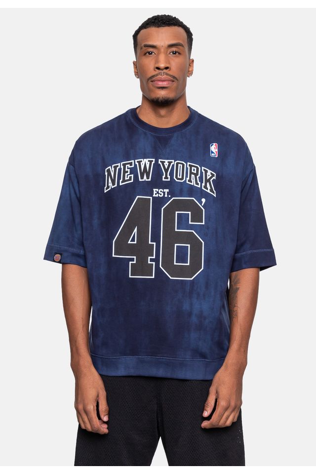 Camiseta-NBA-Oversized-Moletinho-New-York-Knicks-Azul