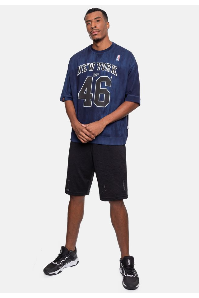 Camiseta NBA Oversized Moletinho New York Knicks Azul - Urbane