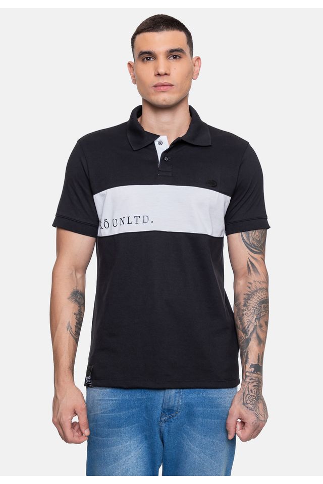 Camisa-Polo-Ecko-Piquet-Masculina-Club-Preta Camisa-Polo-Ecko-Piquet-Masculina-Club-Preta