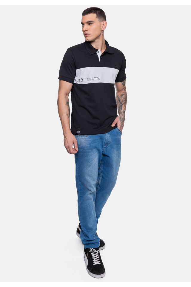 Camisa-Polo-Ecko-Piquet-Masculina-Club-Preta