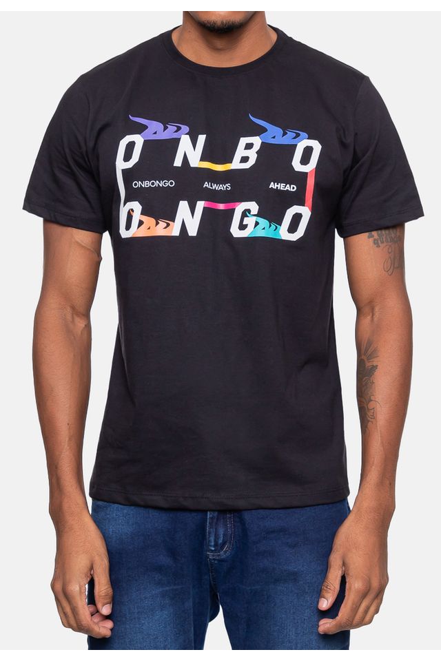 Camiseta-Onbongo-Estampada-Preta