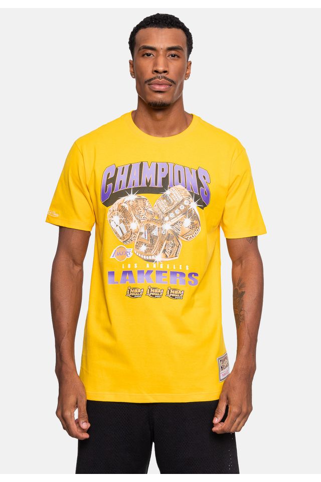 Camiseta-Mitchell---Ness-Rings-Los-Angeles-Lakers-Amarela Camiseta-Mitchell---Ness-Rings-Los-Angeles-Lakers-Amarela