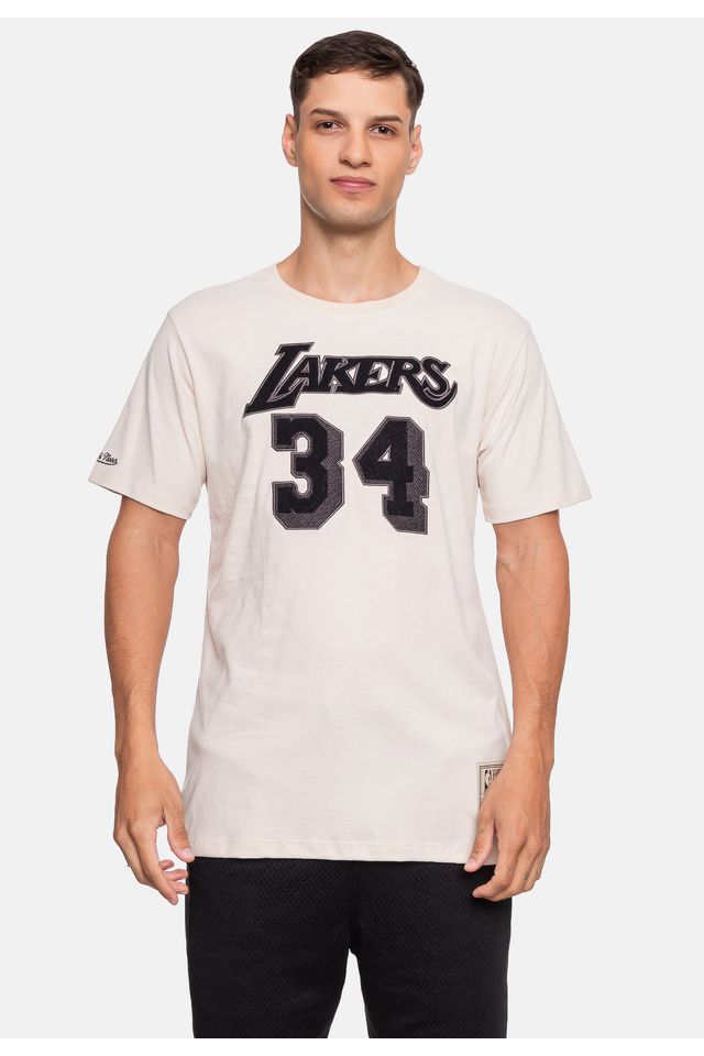 Camiseta-Mitchell---Ness-Los-Angeles-Lakers-Shaquille-O-Neal-Bege