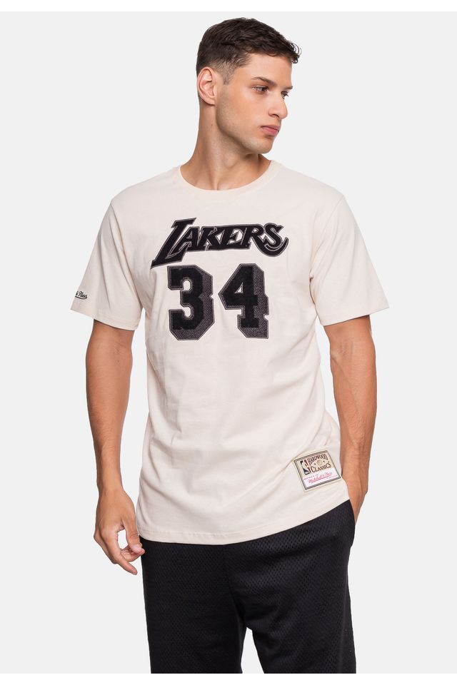 Camiseta-Mitchell---Ness-Los-Angeles-Lakers-Shaquille-O-Neal-Bege