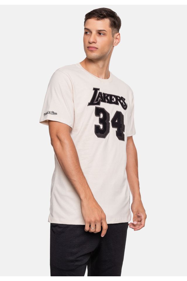 Camiseta-Mitchell---Ness-Los-Angeles-Lakers-Shaquille-O-Neal-Bege