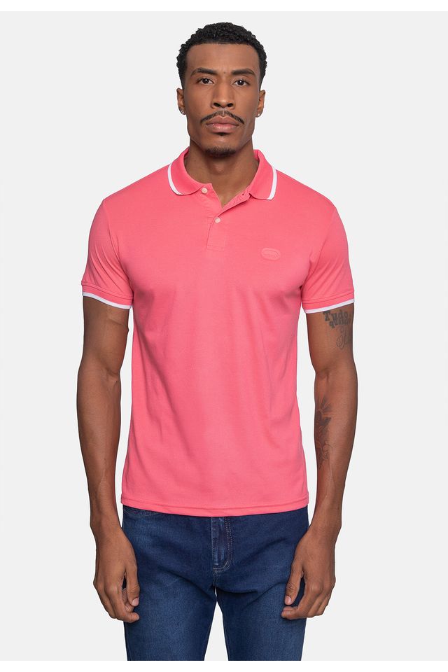 Camisa-Polo-Ecko-Piquet-Masculina-Rosa-Coral Camisa-Polo-Ecko-Piquet-Masculina-Rosa-Coral