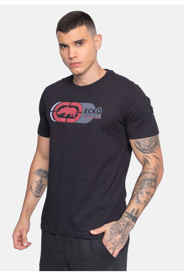Camiseta-Ecko-Estampada-Preta
