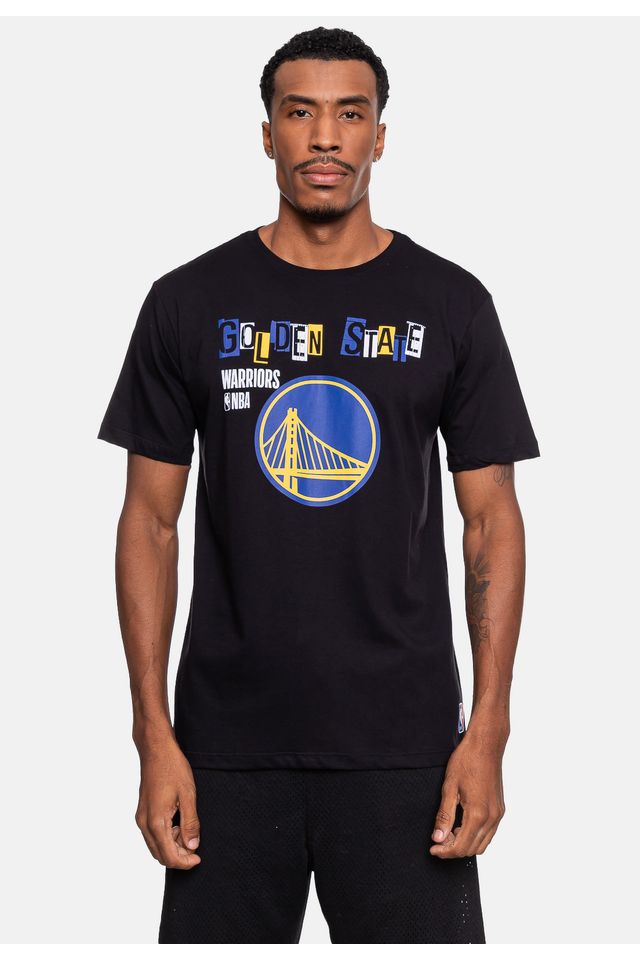 Camiseta-NBA-Masculina-Collage-Golden-State-Warriors-Preta