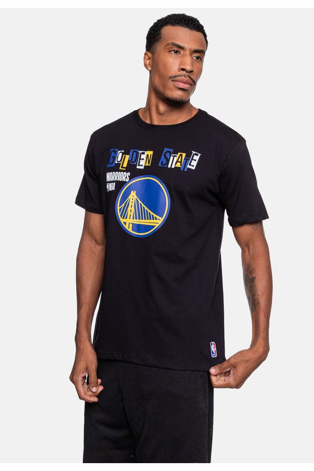 Camiseta-NBA-Masculina-Collage-Golden-State-Warriors-Preta