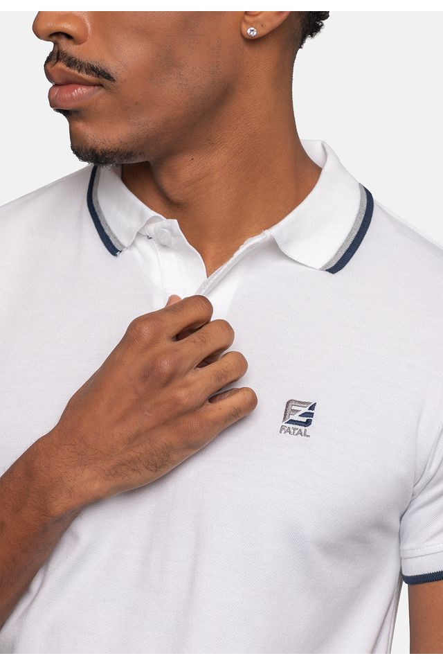 Camisa-Polo-Fatal-Piquet-Masculina-Branca