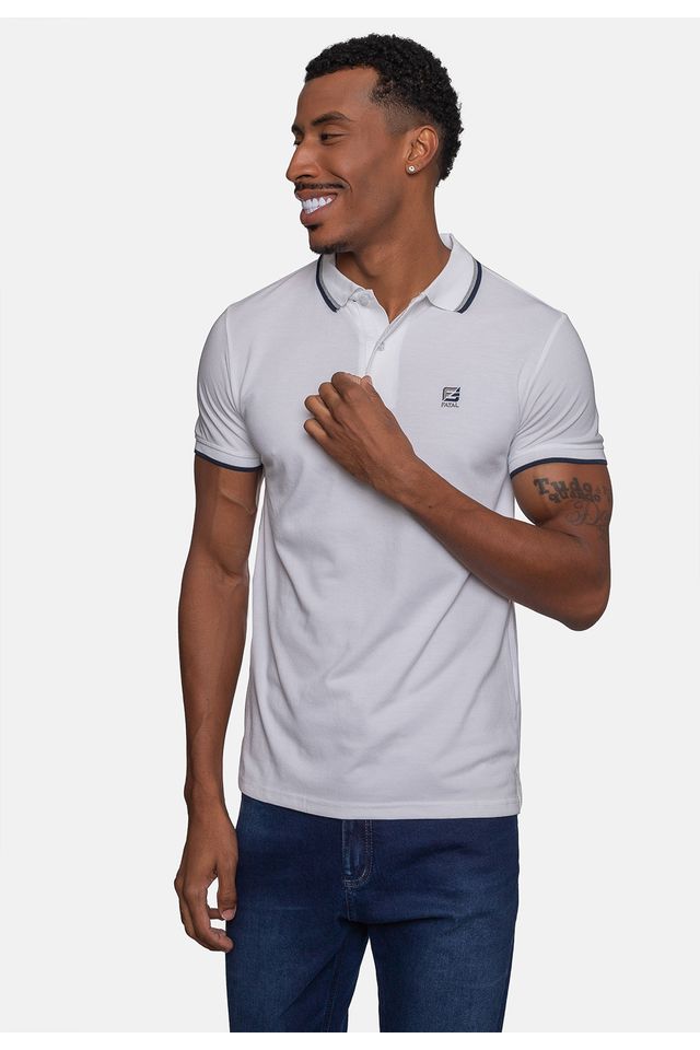 Camisa-Polo-Fatal-Piquet-Masculina-Branca