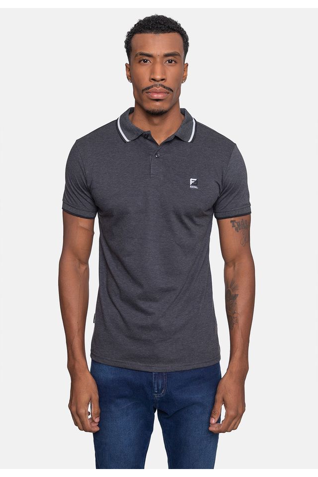 Camisa-Polo-Fatal-Piquet-Masculina-Preta-Mescla