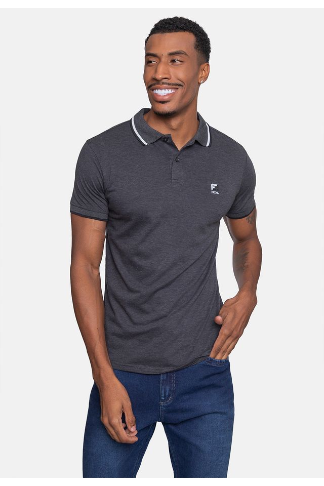 Camisa-Polo-Fatal-Piquet-Masculina-Preta-Mescla