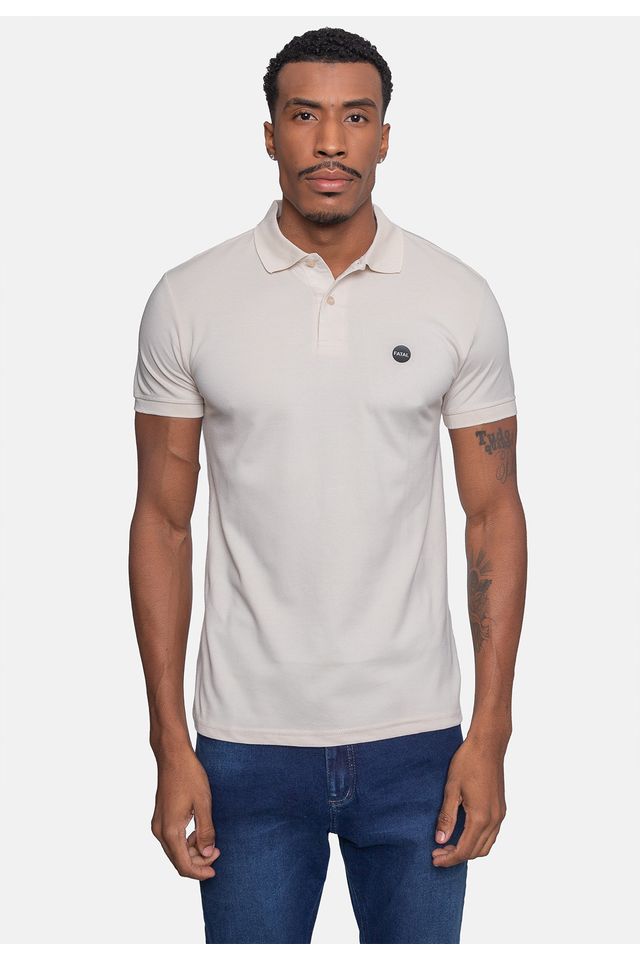Camisa-Polo-Fatal-Piquet-Masculina-Areia Camisa-Polo-Fatal-Piquet-Masculina-Areia