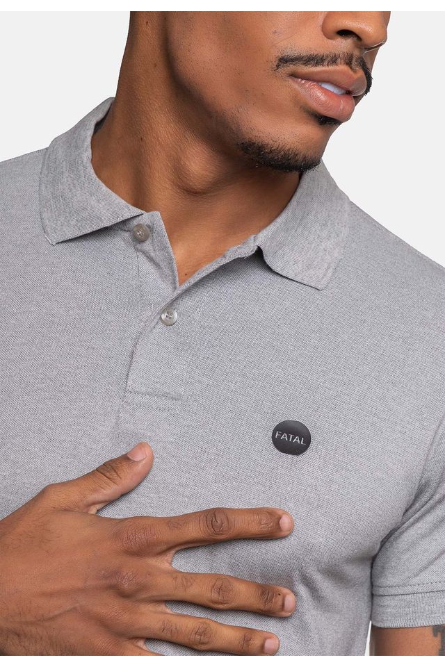 Camisa-Polo-Fatal-Piquet-Masculina-Cinza-Mescla