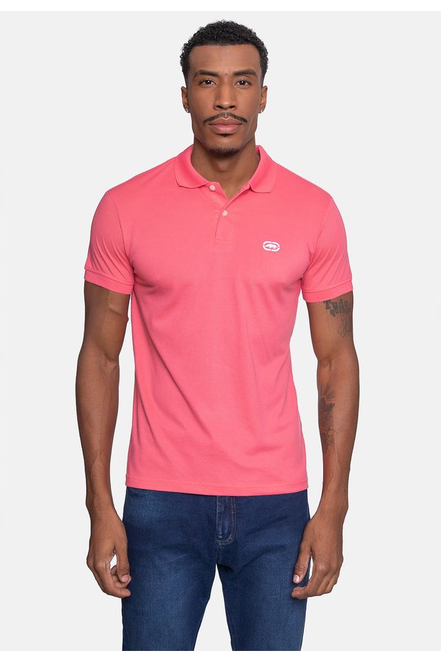 Camisa-Polo-Ecko-Piquet-Masculina-Rosa-Coral