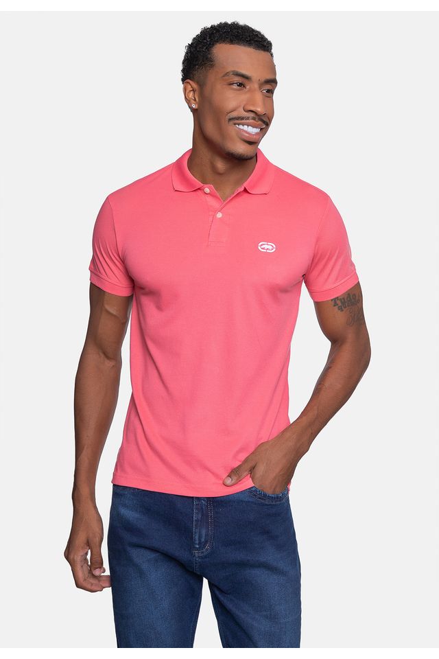 Camisa-Polo-Ecko-Piquet-Masculina-Rosa-Coral