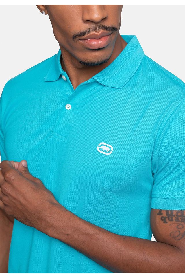 Camisa-Polo-Ecko-Piquet-Masculina-Azul-Turquesa