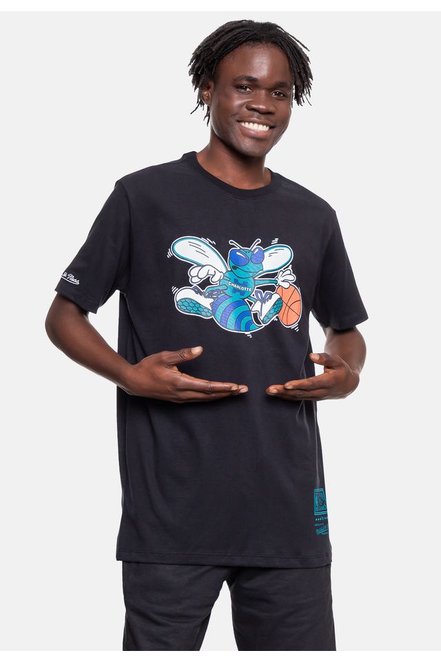 Camiseta-Mitchell---Ness-NBA-Teams-Charlotte-Hornets-Preta