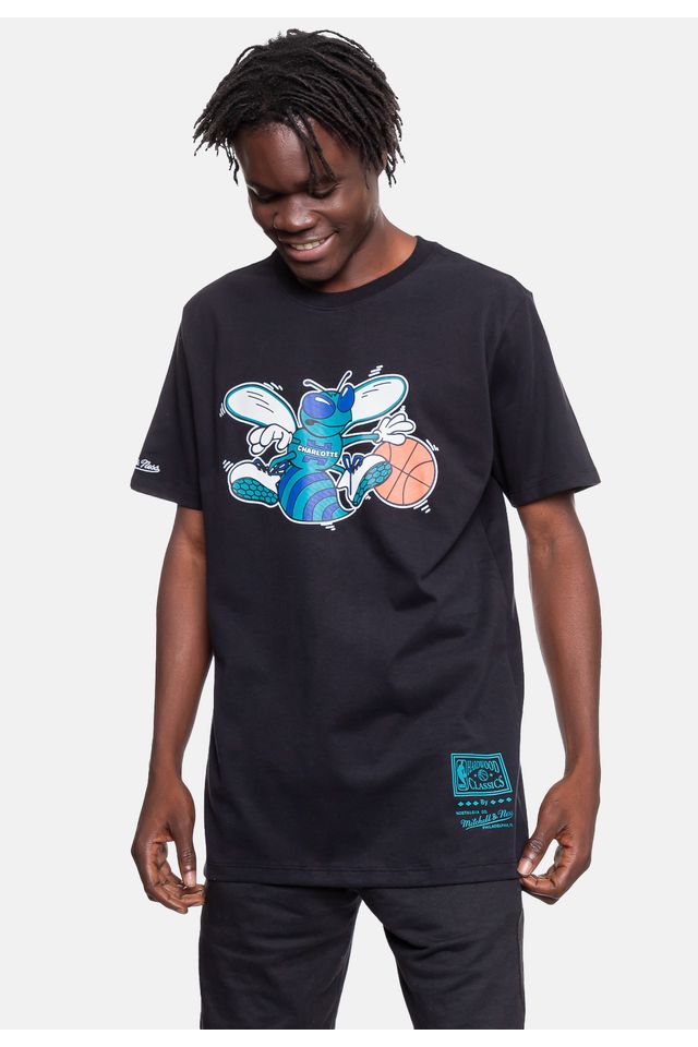 Camiseta-Mitchell---Ness-NBA-Teams-Charlotte-Hornets-Preta