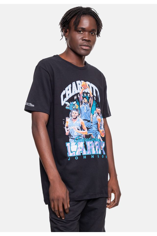 Camiseta-Mitchell---Ness-Bling-Tee-Charlotte-Hornets-Larry-Johnson-Preta