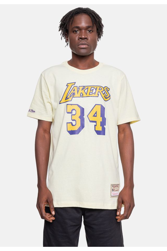 Camiseta-Mitchell---Ness-Los-Angeles-Lakers-34-Shaquille-O-Neal-Branca