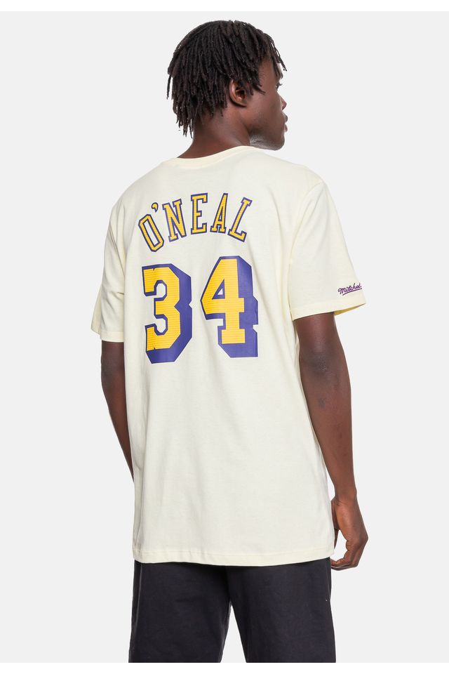 Camiseta-Mitchell---Ness-Los-Angeles-Lakers-34-Shaquille-O-Neal-Branca