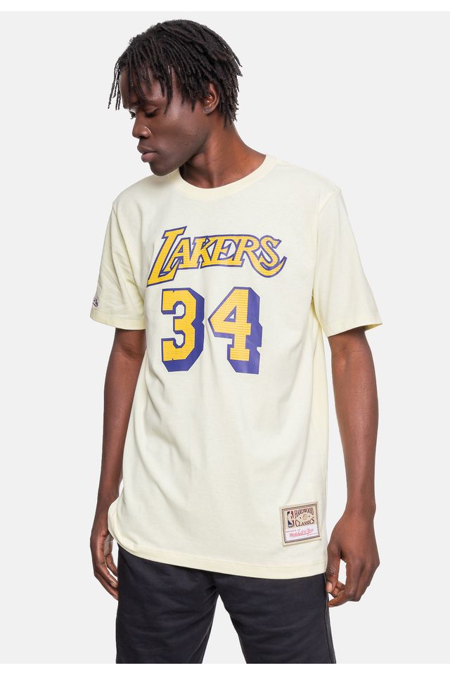 Camiseta-Mitchell---Ness-Los-Angeles-Lakers-34-Shaquille-O-Neal-Branca