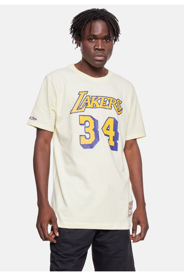 Camiseta-Mitchell---Ness-Los-Angeles-Lakers-34-Shaquille-O-Neal-Branca