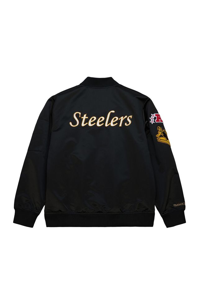Jaqueta-Mitchell---Ness-Lightweight-Satin-Bomber-Vintage-Logo-Pittsburgh-Steelers-Preta