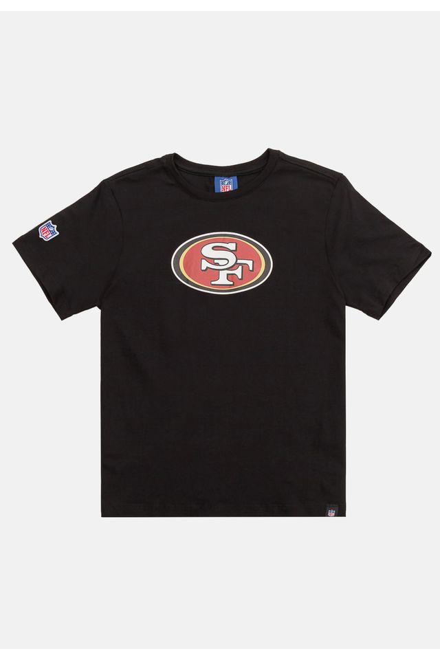Camiseta-NFL-Juvenil-San-Francisco-49ers-Logo-Preta
